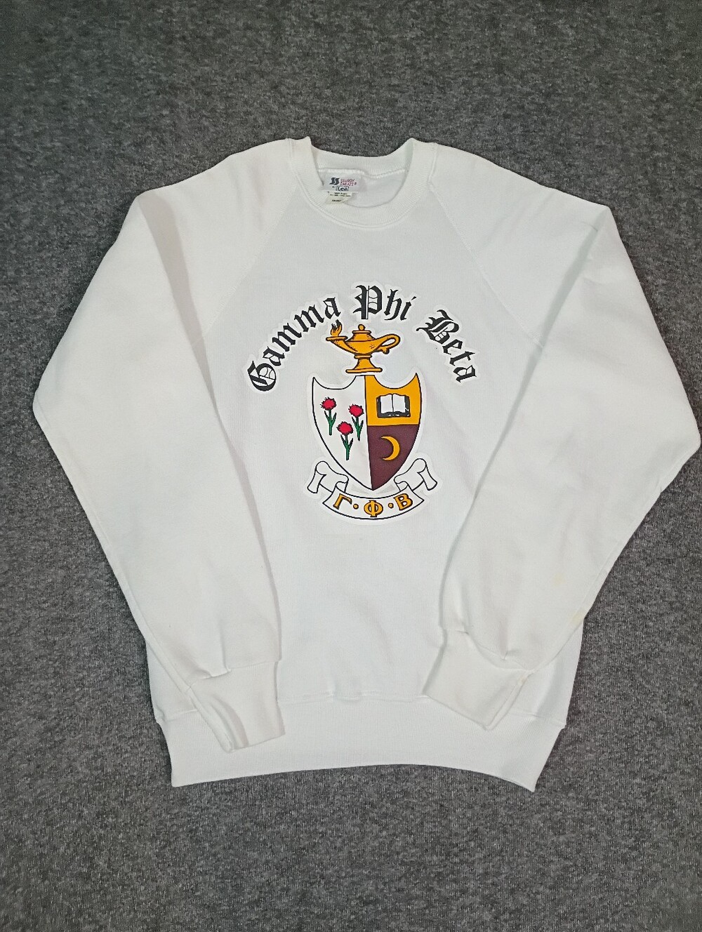 Vintage Gamma Phi Beta Crewneck Sweatshirt Lee Sturdy Sweats White USA Sorority